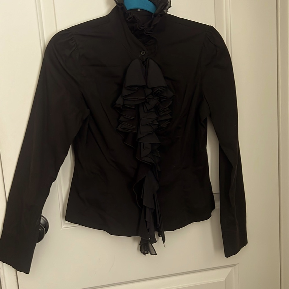 Black ruffled blouse
